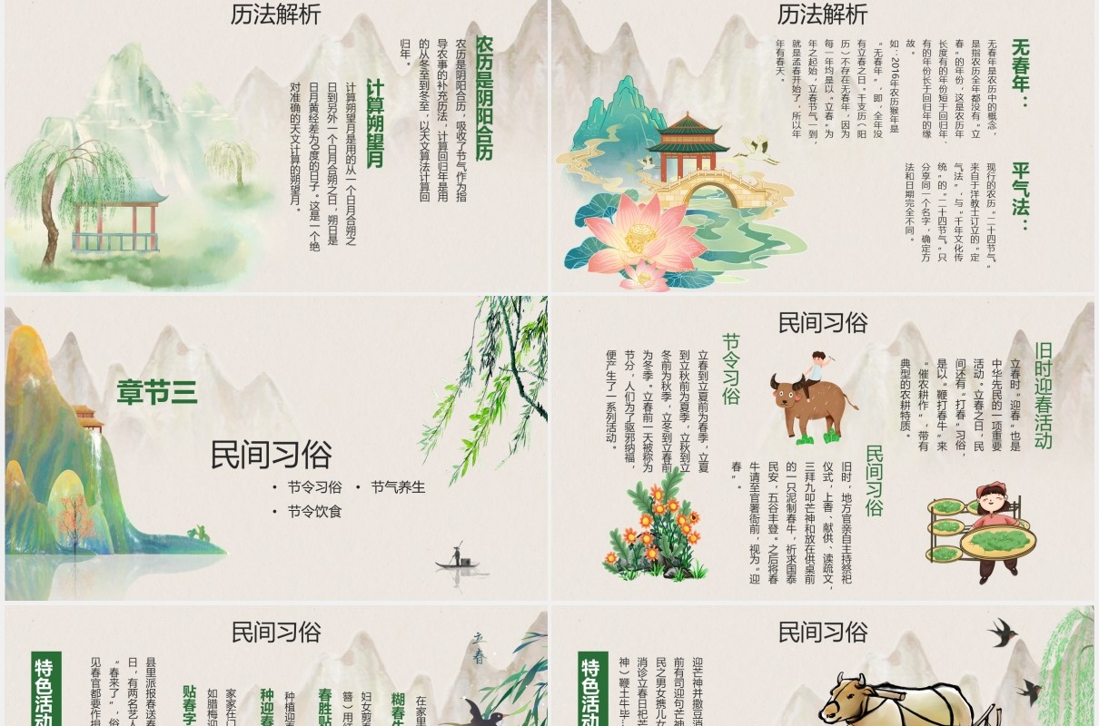 中国风二十四节气立春节气介绍PPT模板