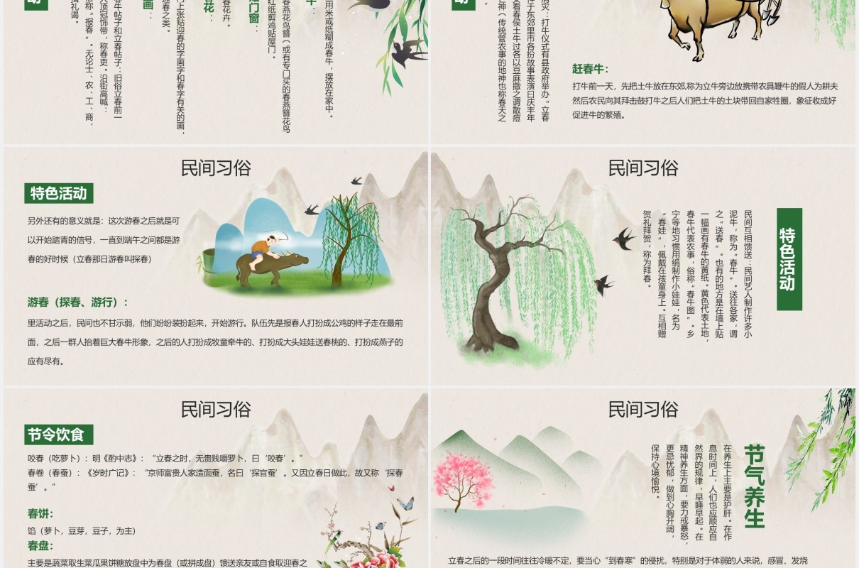中国风二十四节气立春节气介绍PPT模板