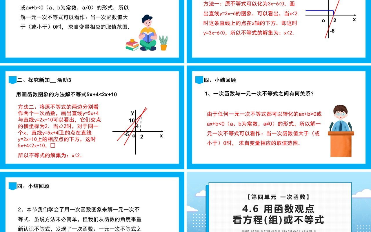 部编版八年级数学下册用函数观点看方程(组)或不等式课件PPT模板