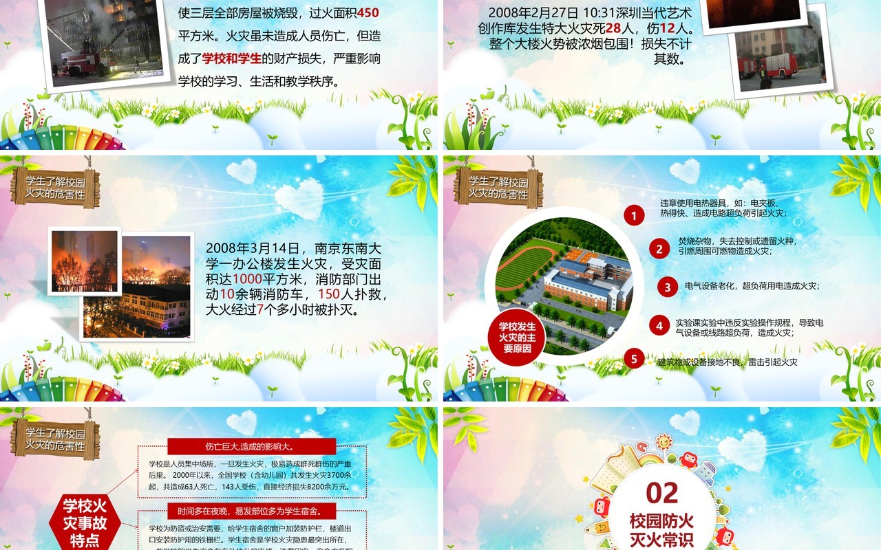 校园中小学生消防安全教育知识培训PPT模板
