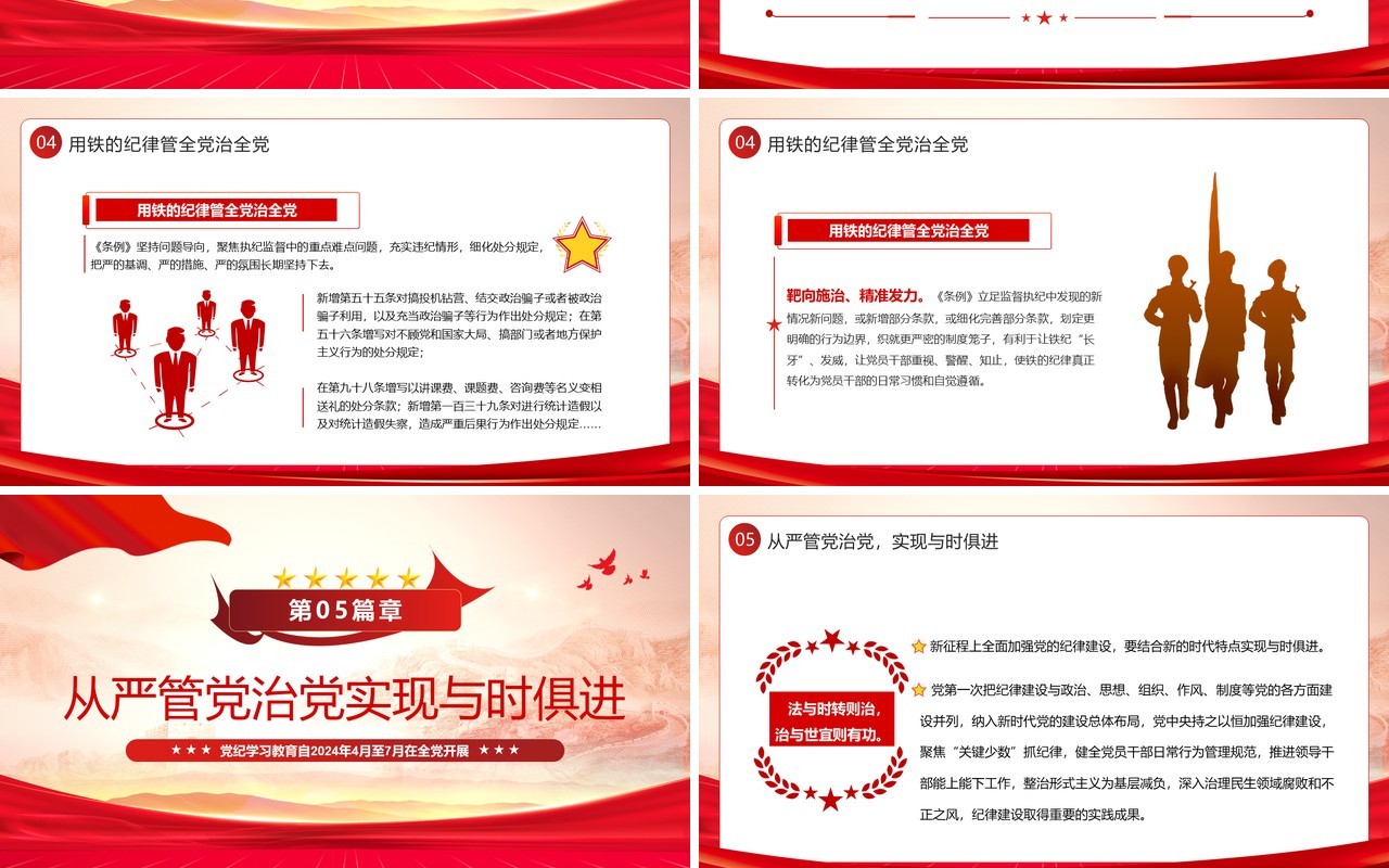 红色党政风学条例守党纪学习教育PPT模板
