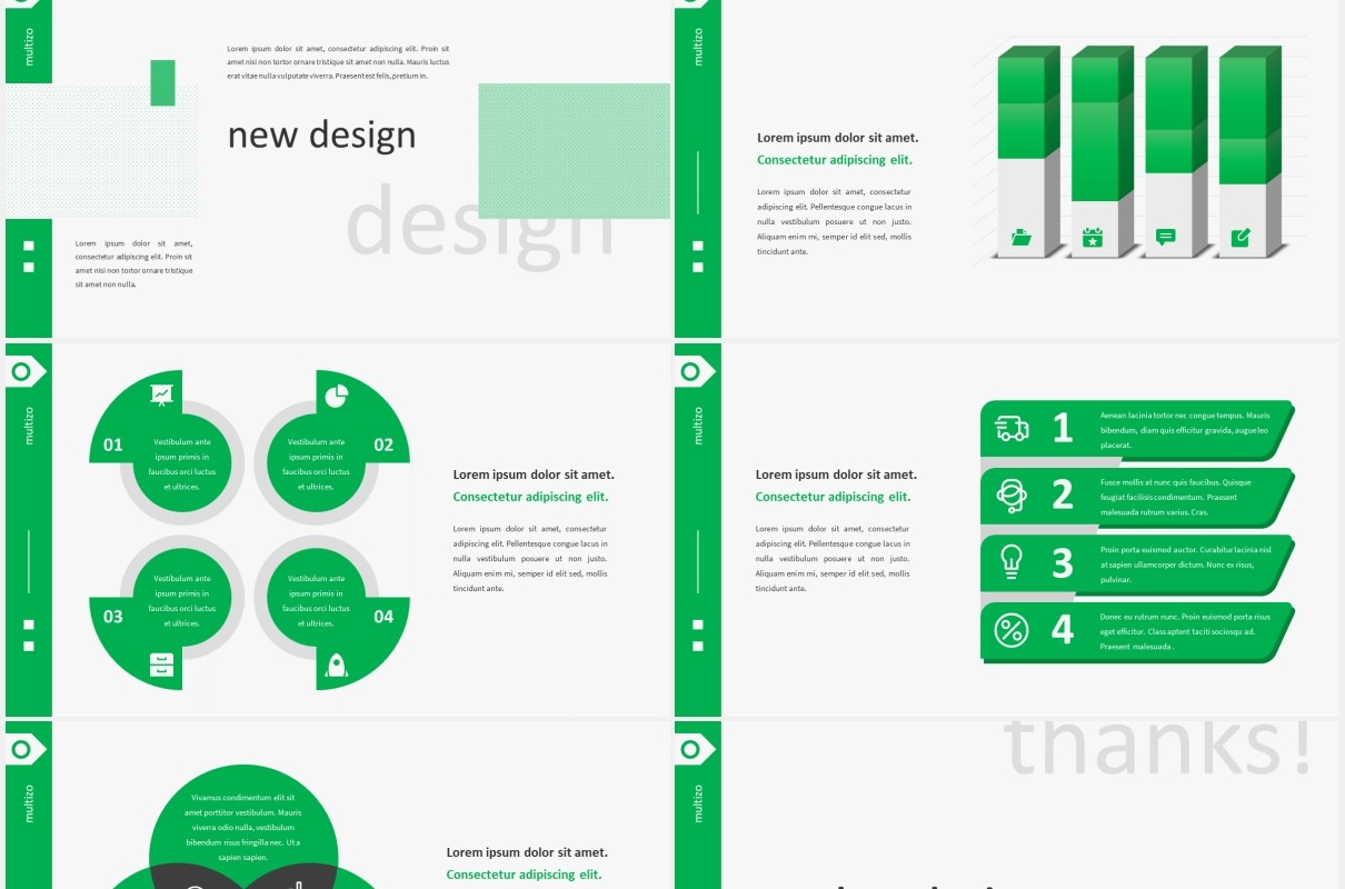 绿色简约医学医疗多用途PPT图片排版设计模板MULTIZO - Multi-purpose Powerpoint Template