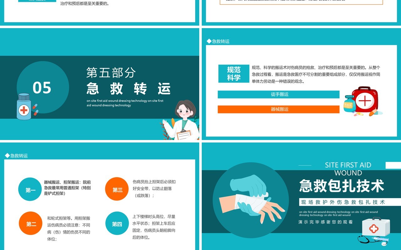 现场救护外伤急救包扎技术动态PPT模板