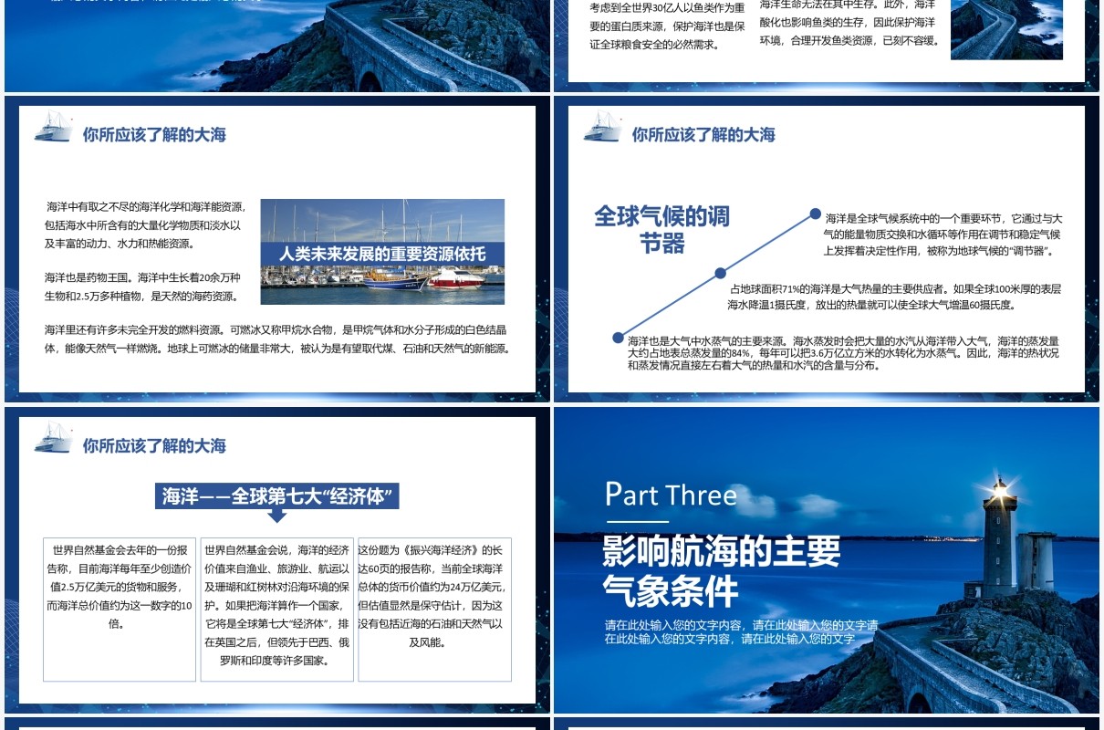 蓝色国际航海日节日宣传通用PPT模板