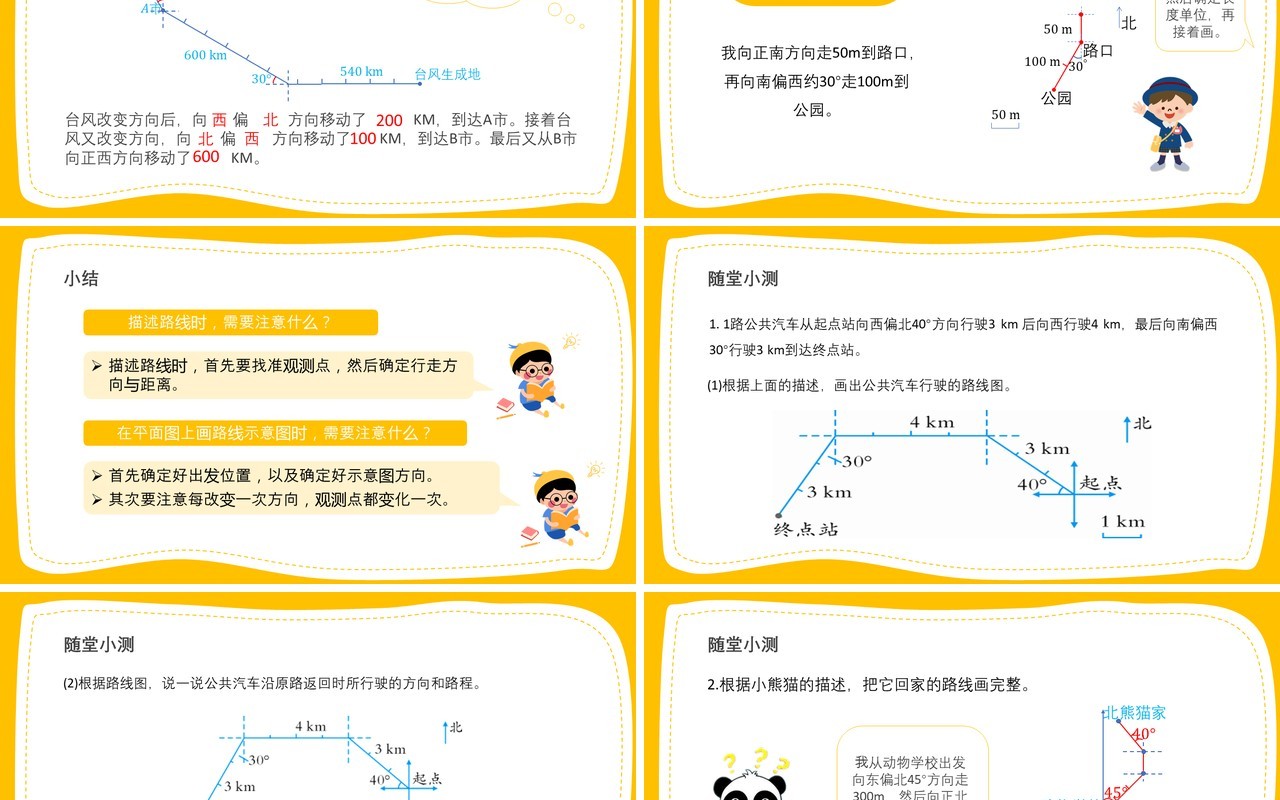 部编版六年级数学上册描述简单的路线图课件PPT模板