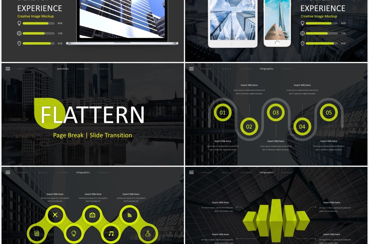 扁平化商务PPT模板flattern powerpoint template