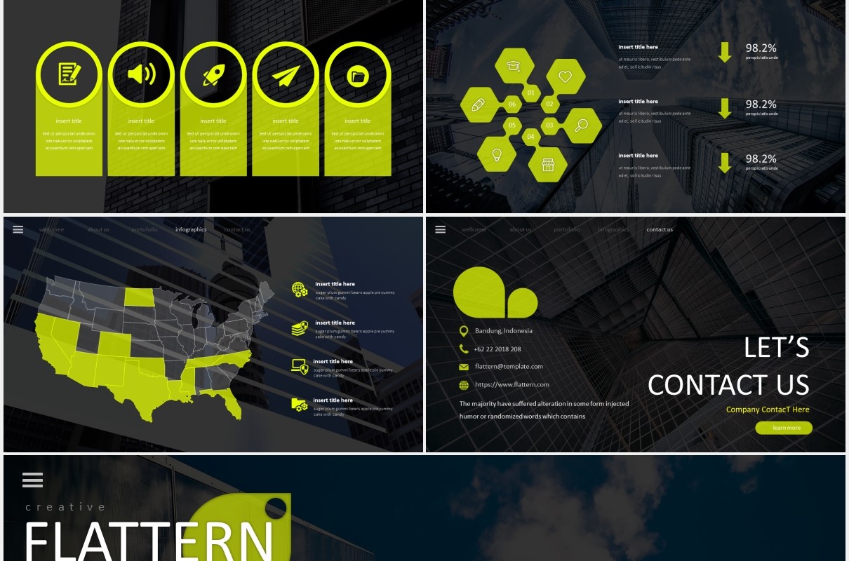 扁平化商务PPT模板flattern powerpoint template