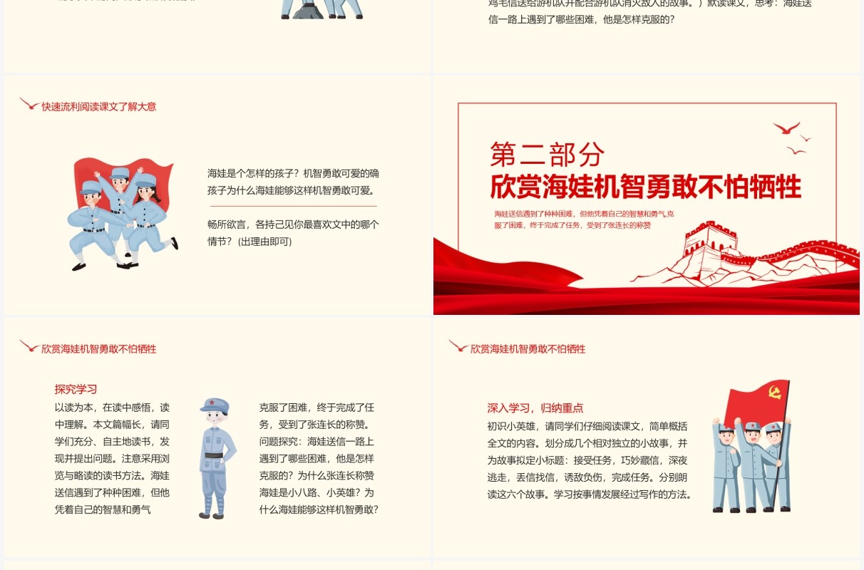 小英雄海娃鸡毛信动态PPT模板
