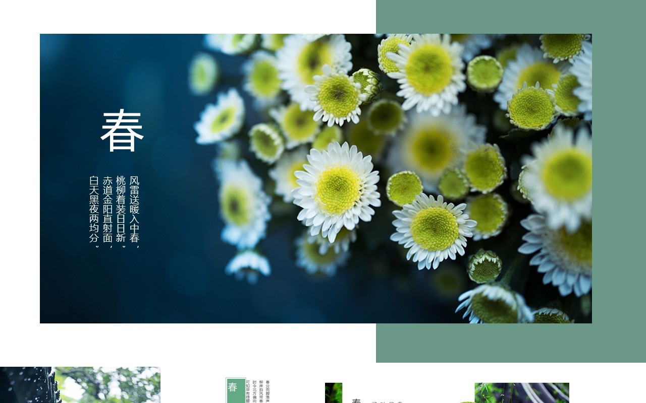 绿色小清新春天踏青旅行画册排版设计PPT模板