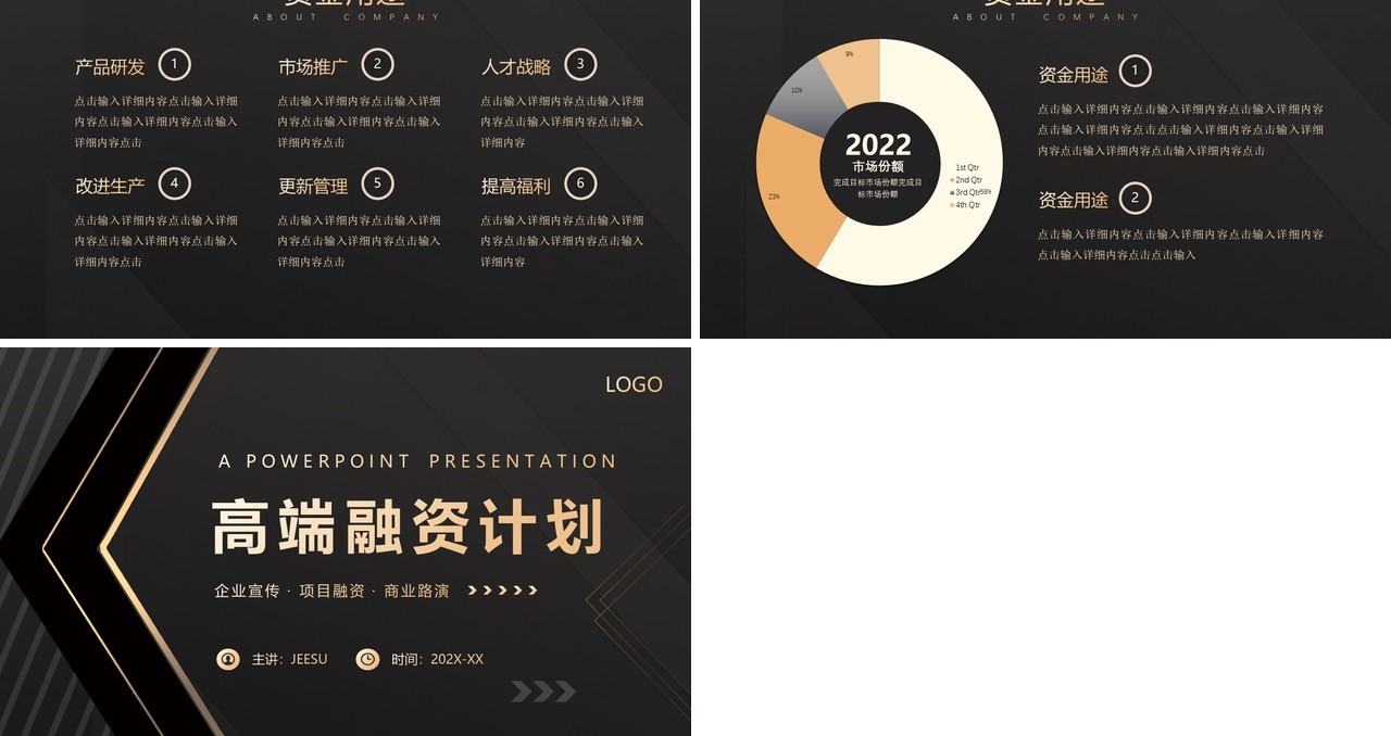 黑金商务风高端融资计划书PPT模板