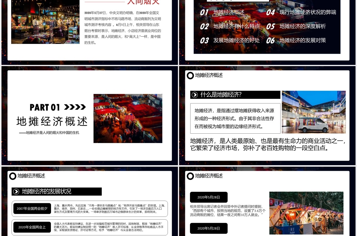 人间烟火味地摊经济兴起PPT模板