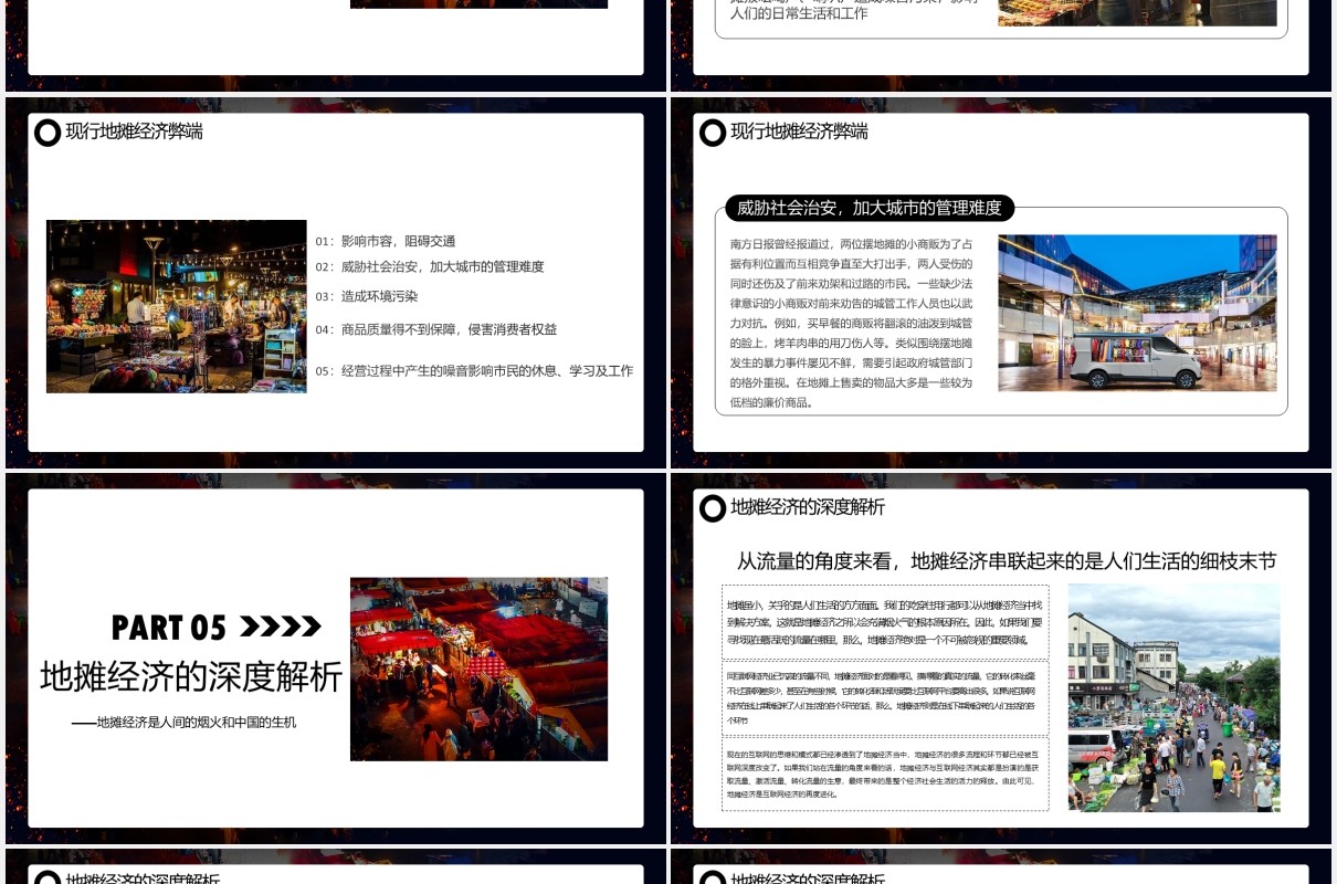 人间烟火味地摊经济兴起PPT模板