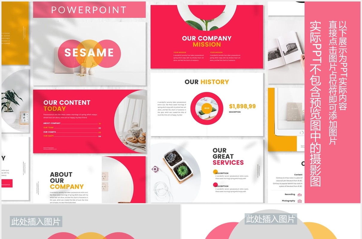 创意简约商务公司介绍PPT图片版式设计模板Sesame - Business Powerpoint Template