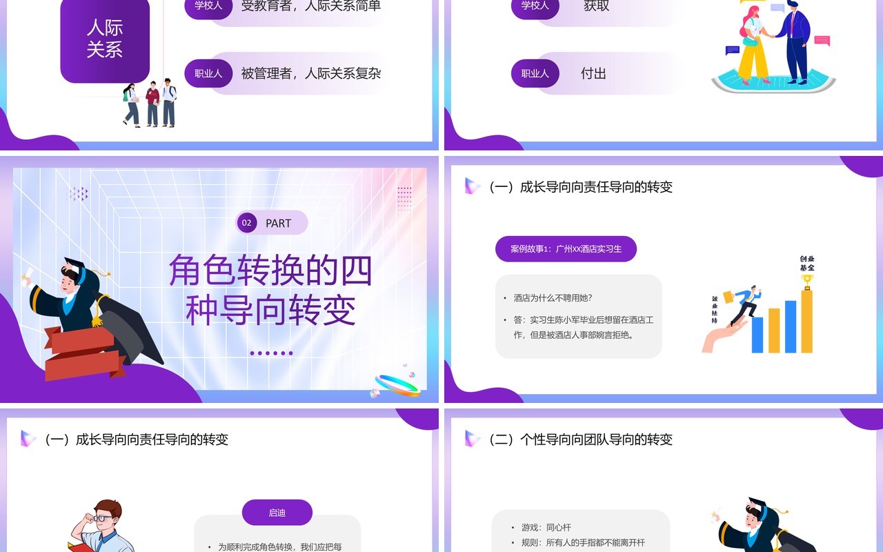紫色简约风大学生做好就业准备PPT模板