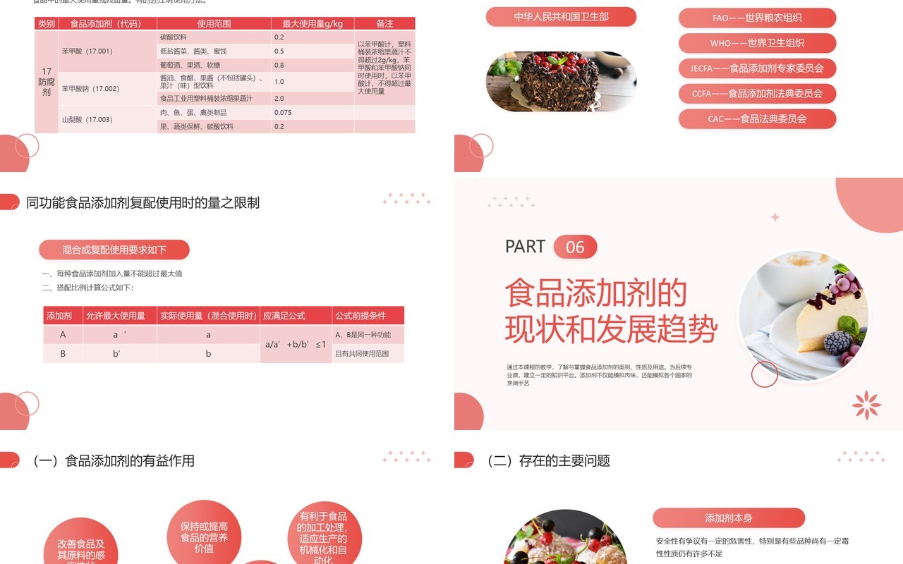 红色简约风食品添加剂食品安全PPT模板
