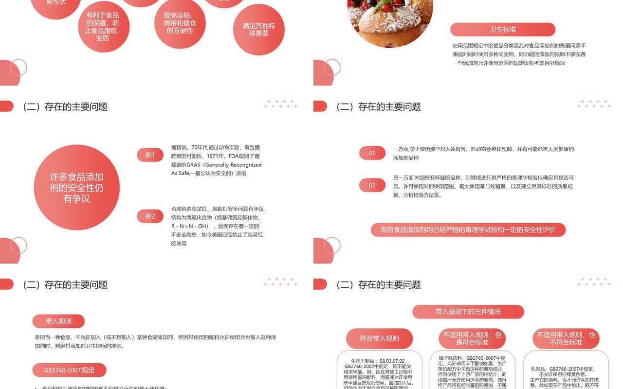 红色简约风食品添加剂食品安全PPT模板