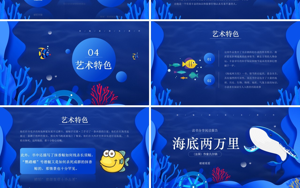 部编版七年级语文下册海底两万里课件PPT模板