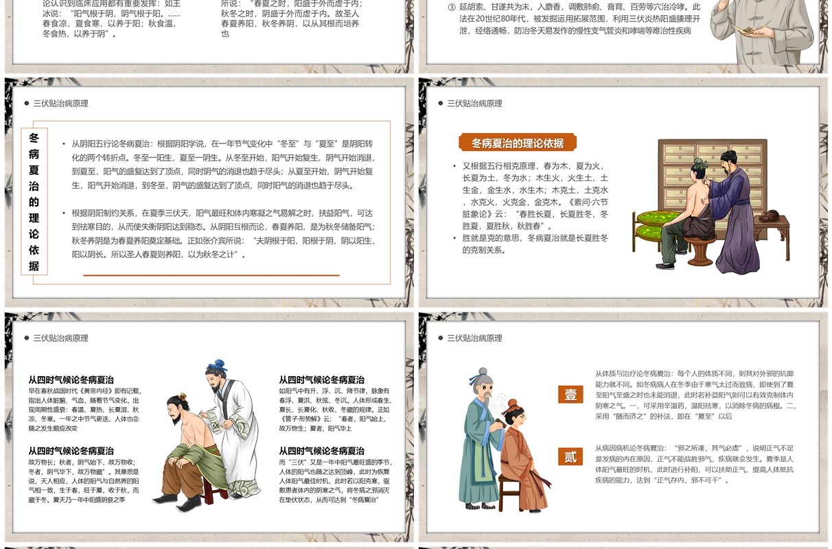 棕色中国风冬病夏治三伏贴PPT模板