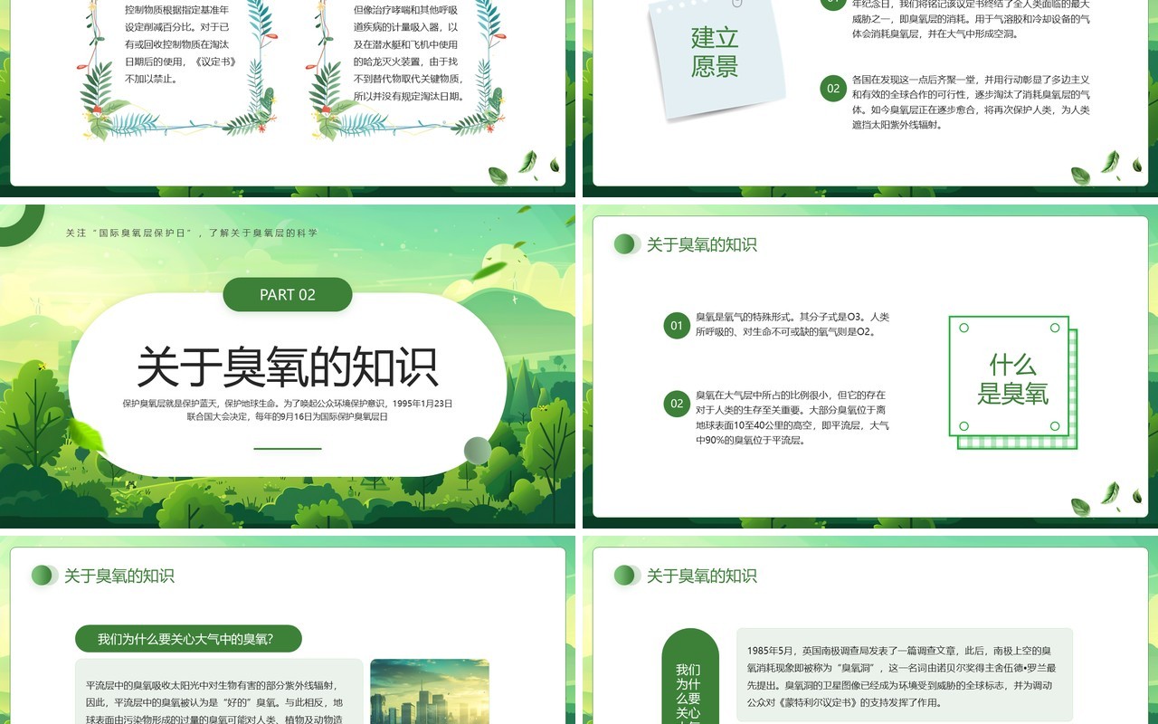 绿色清新风国际臭氧层保护日PPT模板