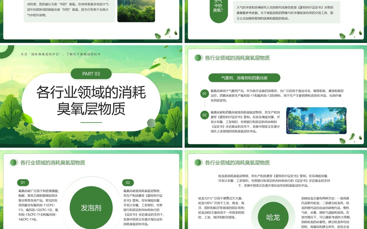 绿色清新风国际臭氧层保护日PPT模板