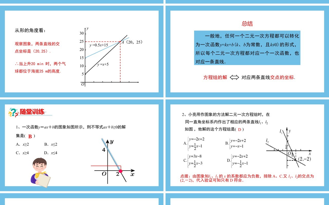 部编版八年级数学下册一次函数与方程不等式课件PPT模板
