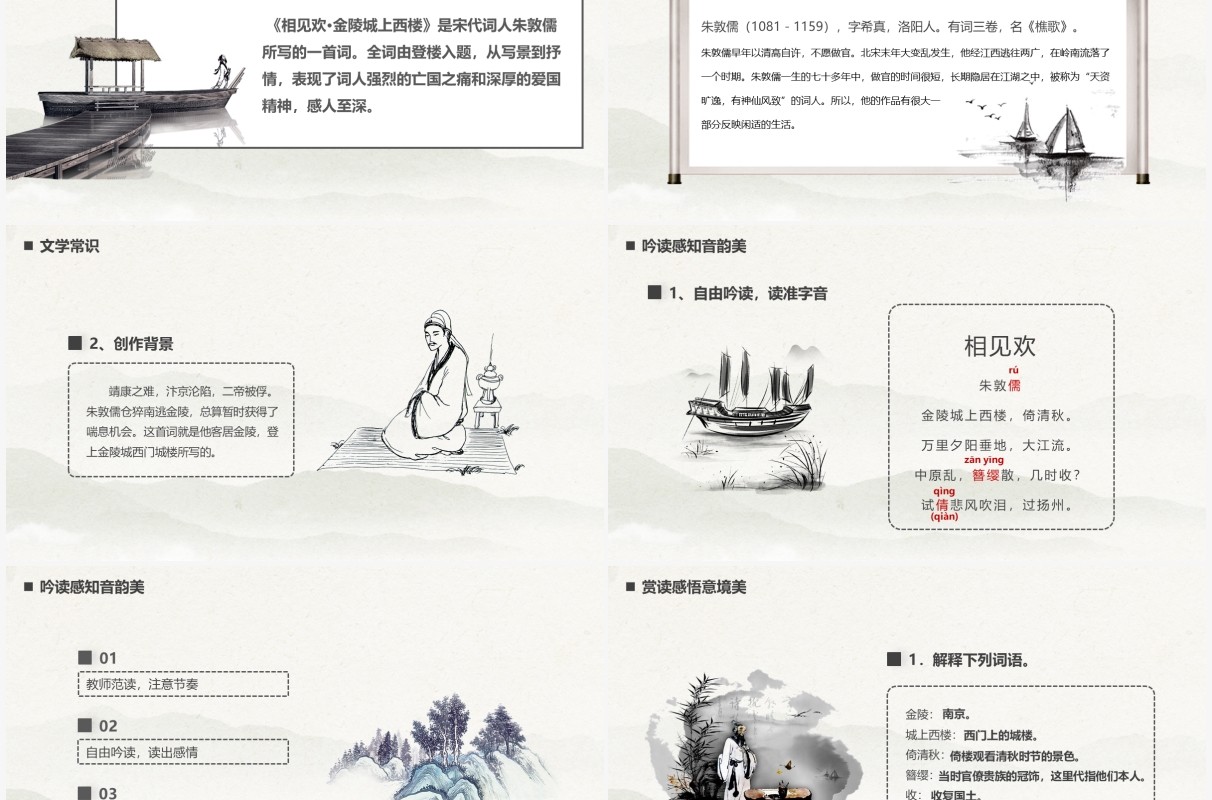 部编版八年级语文上册相见欢课件PPT模板