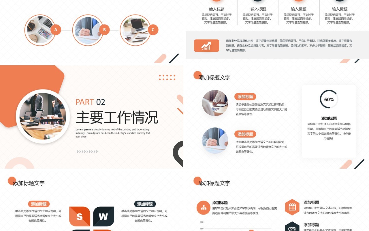 橙色商务风年终述职报告PPT模板