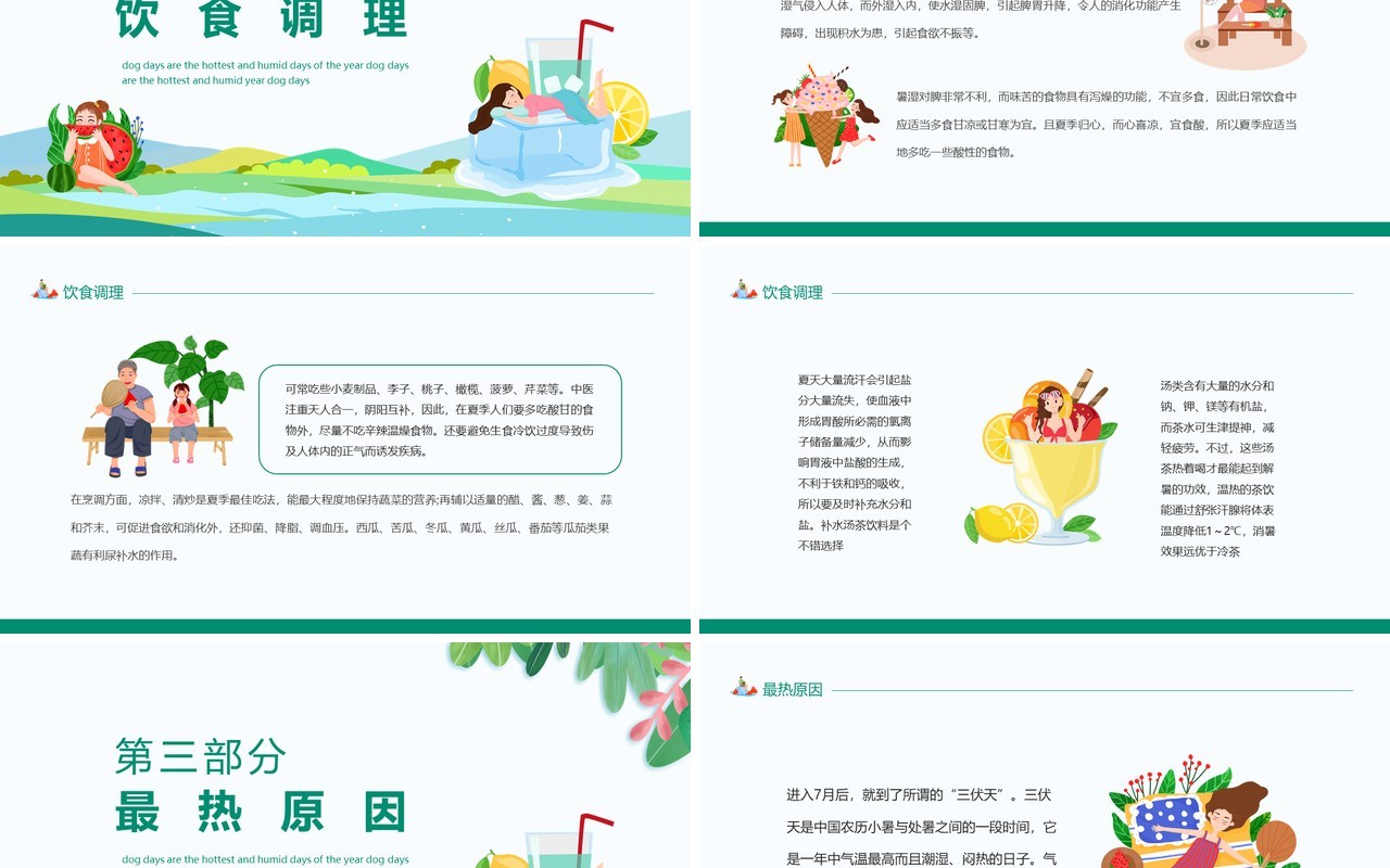 三伏天节气简介动态PPT模板
