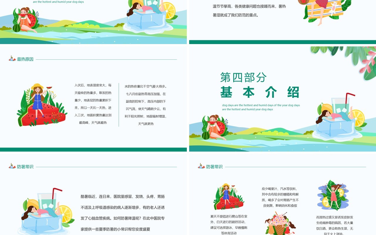 三伏天节气简介动态PPT模板