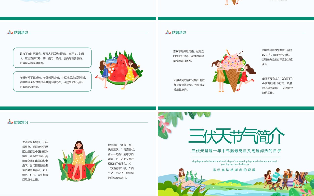 三伏天节气简介动态PPT模板