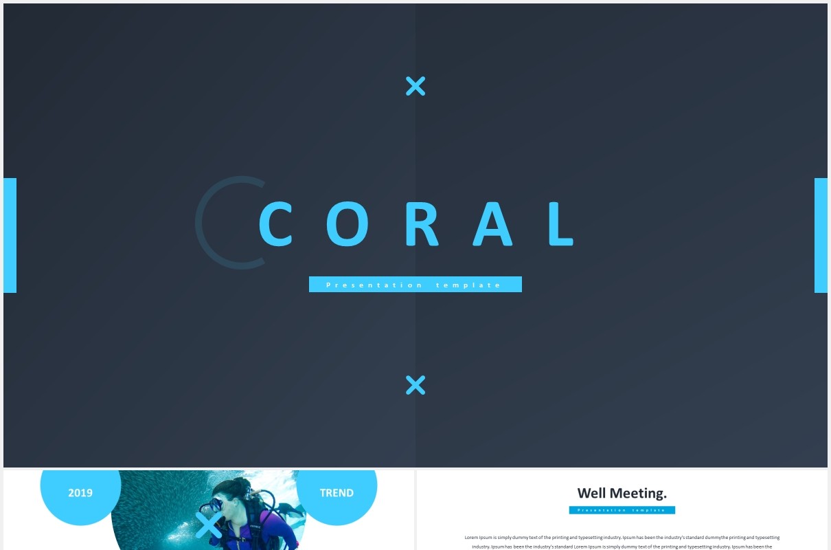 海底世界潜水项目计划报告国外PPT模板Coral - Powerpoint Template