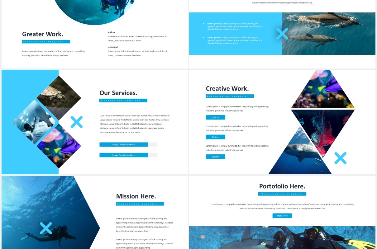 海底世界潜水项目计划报告国外PPT模板Coral - Powerpoint Template