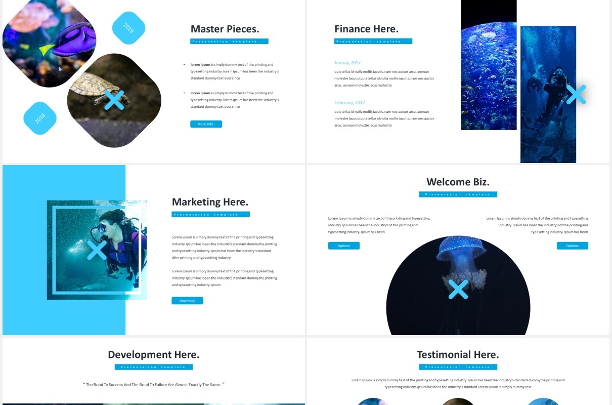 海底世界潜水项目计划报告国外PPT模板Coral - Powerpoint Template