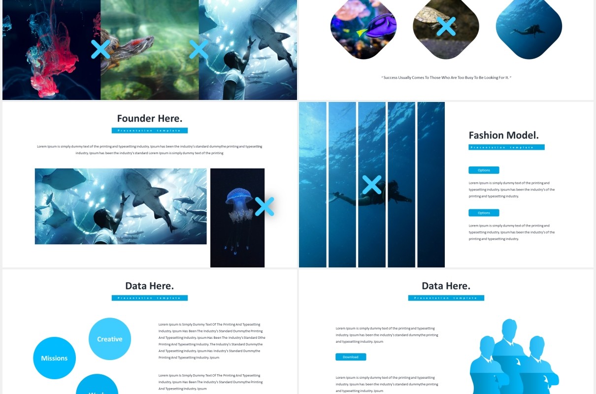 海底世界潜水项目计划报告国外PPT模板Coral - Powerpoint Template