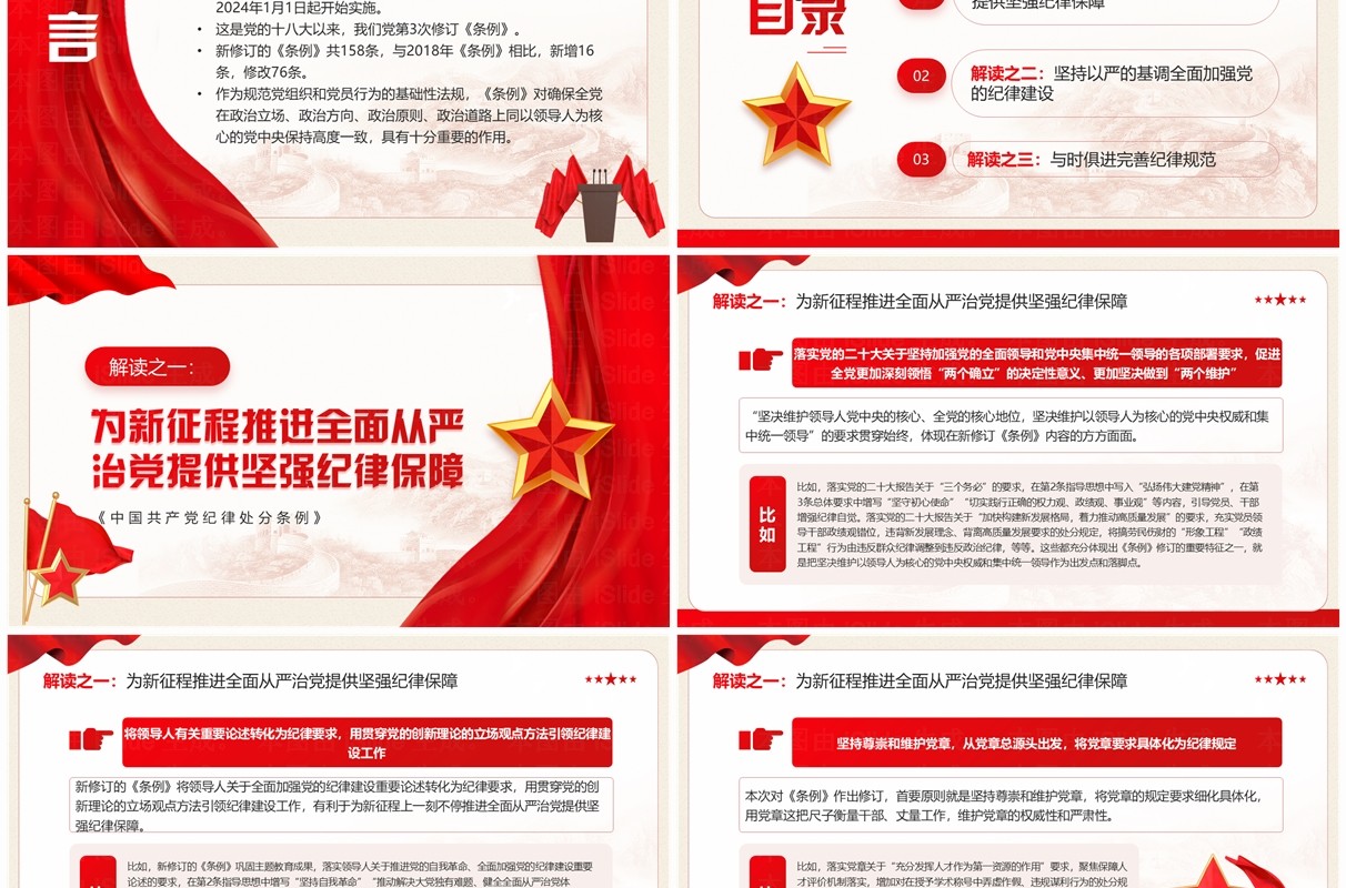 红色党政风以严明纪律推进自我革命PPT模板
