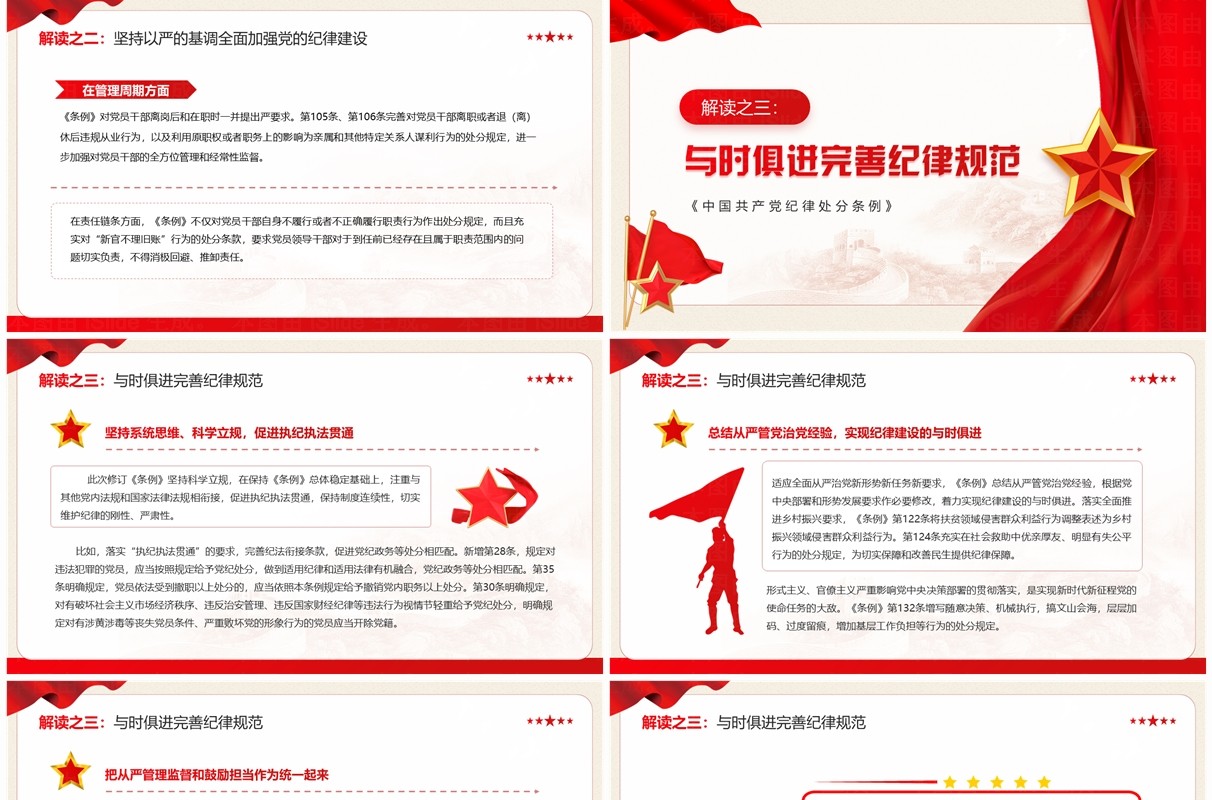 红色党政风以严明纪律推进自我革命PPT模板