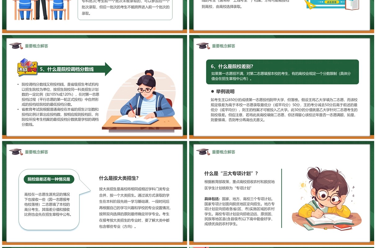 绿色卡通风高考志愿填报指南PPT模板