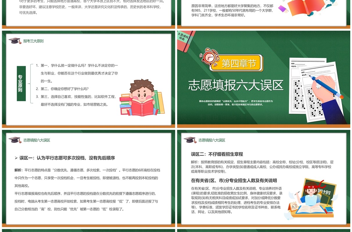 绿色卡通风高考志愿填报指南PPT模板