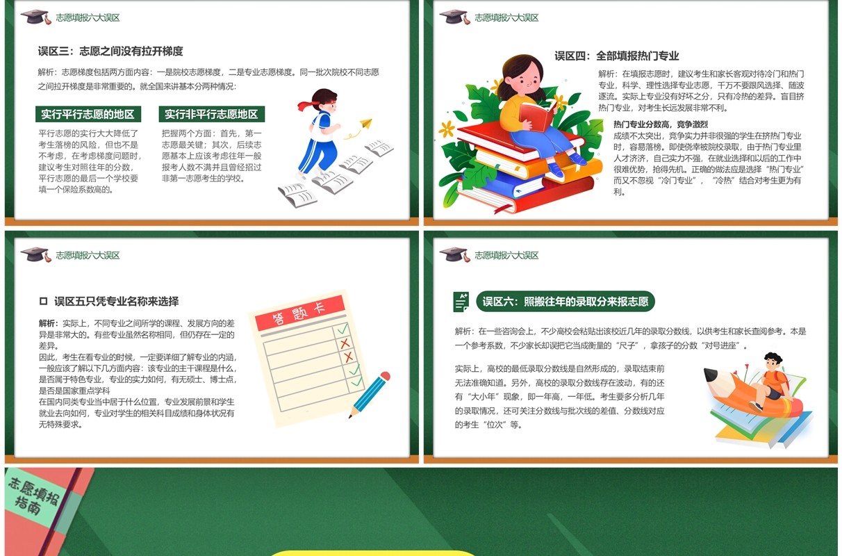 绿色卡通风高考志愿填报指南PPT模板