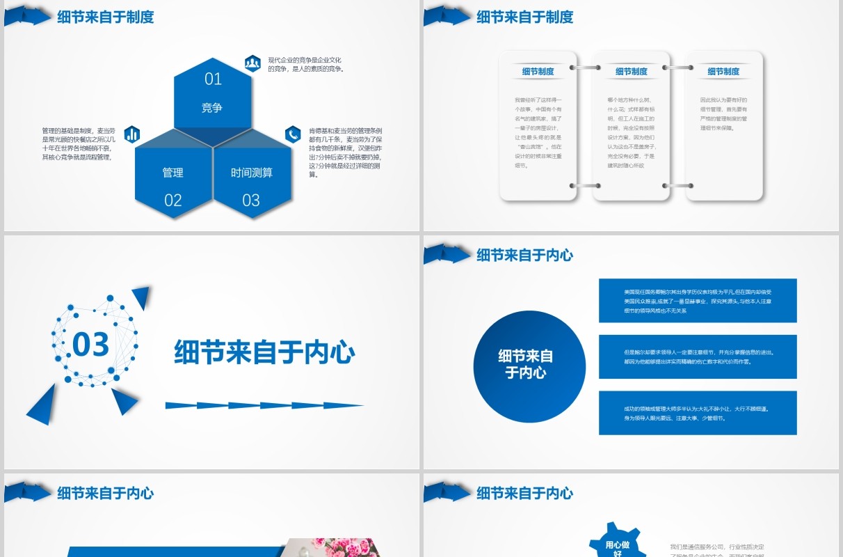 蓝色简洁企业文化员工培训细节决定成败课件PPT模板