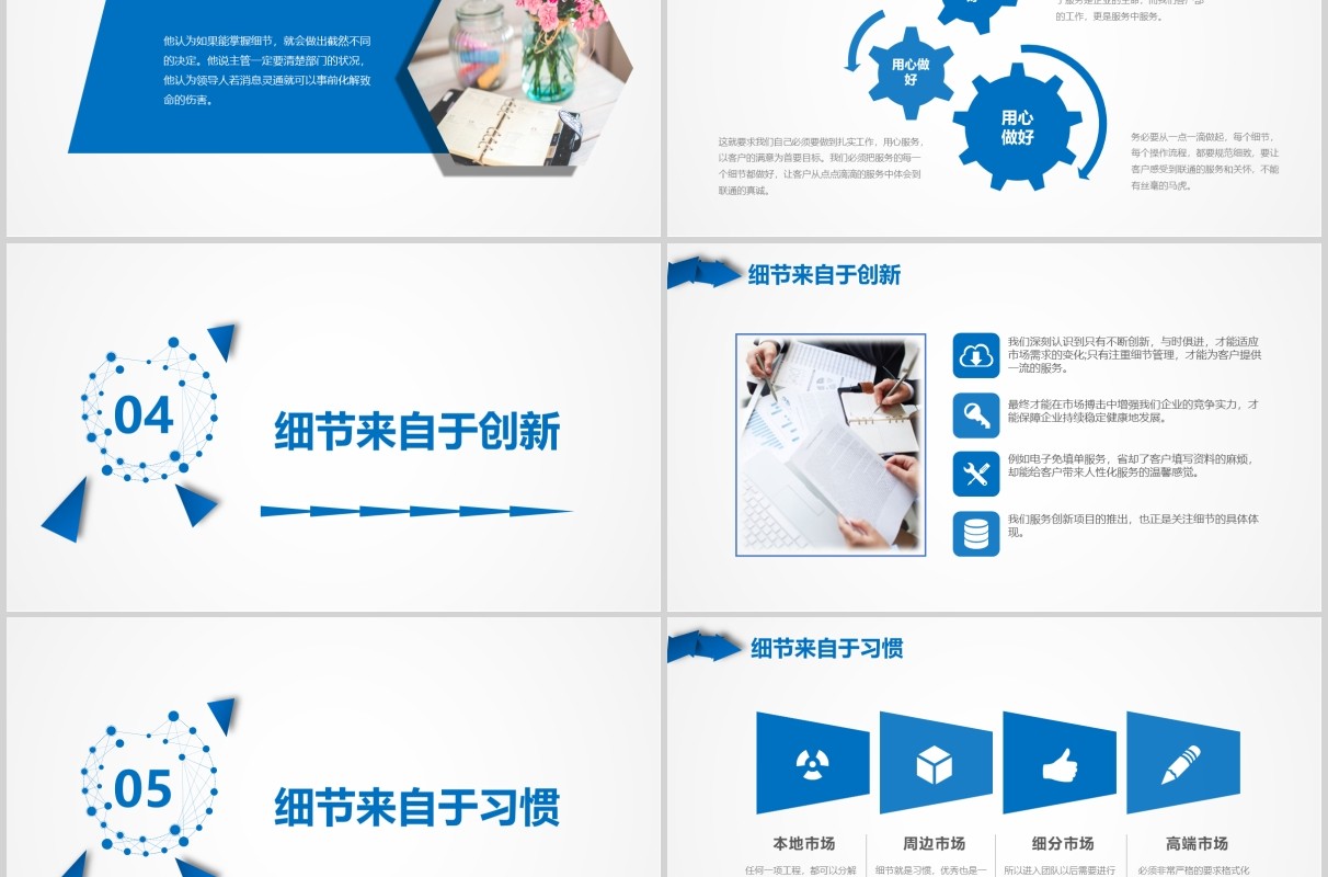 蓝色简洁企业文化员工培训细节决定成败课件PPT模板