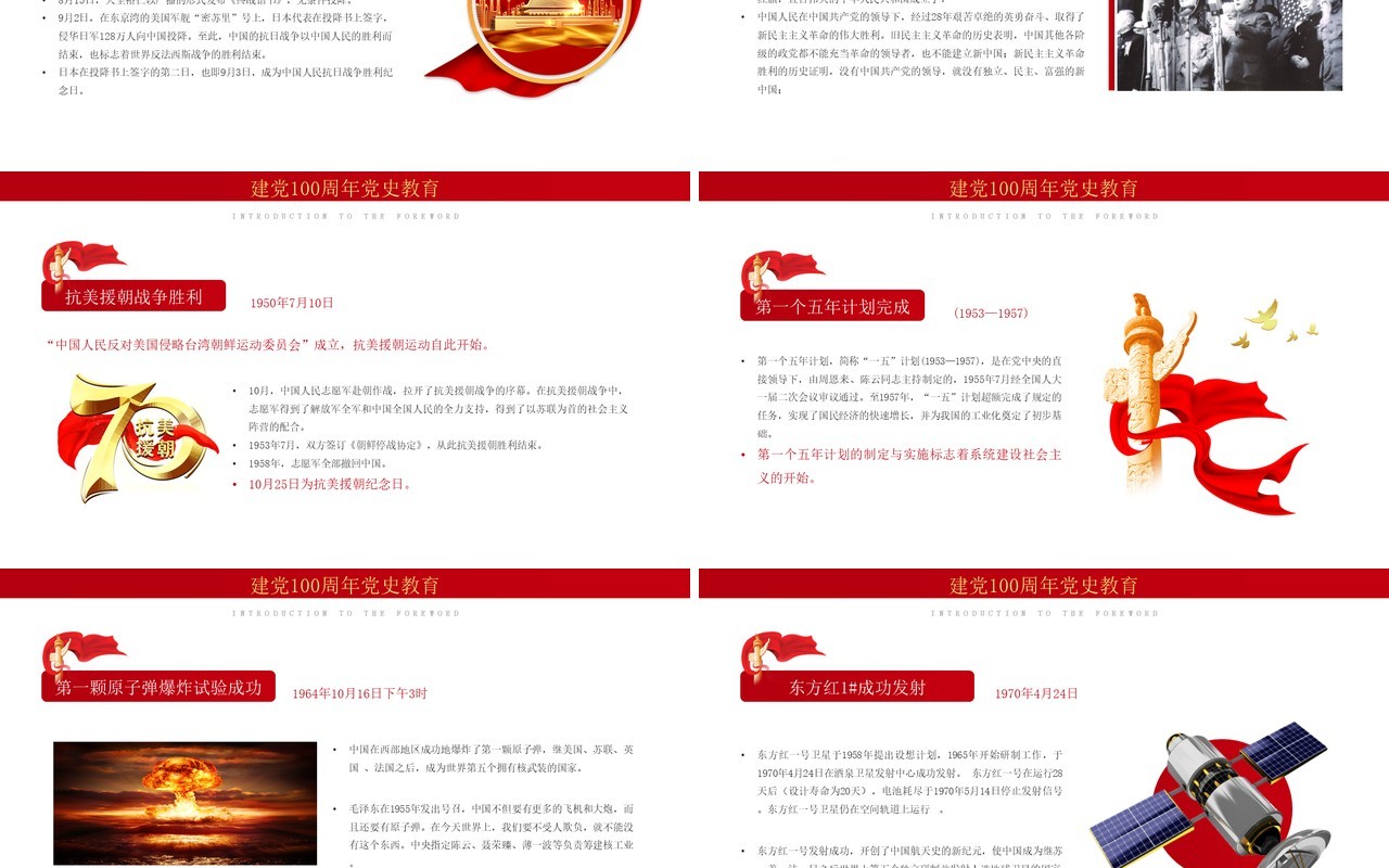 红色党政风百年恰是风华正茂党史党课学习教育PPT模板(1)