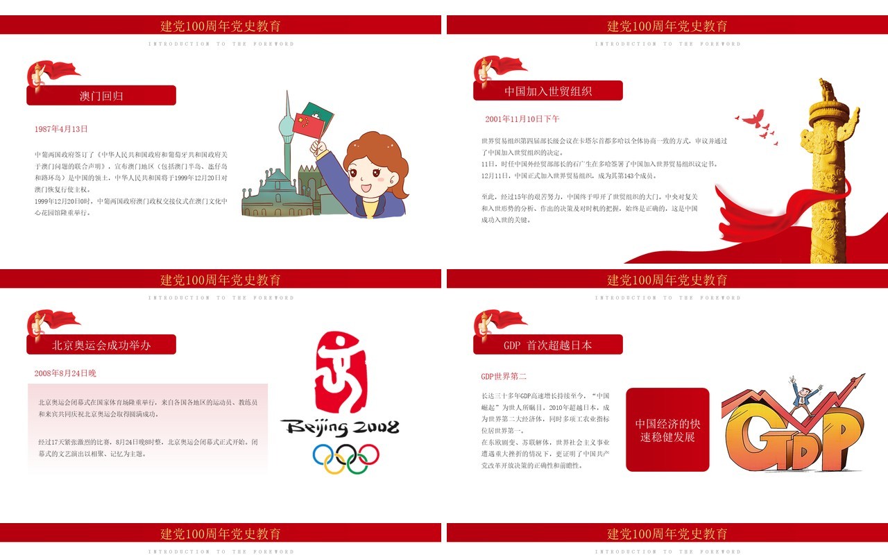 红色党政风百年恰是风华正茂党史党课学习教育PPT模板(1)