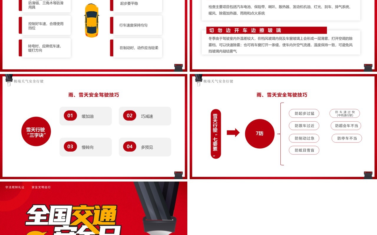 红色简约风全国交通安全日PPT模板