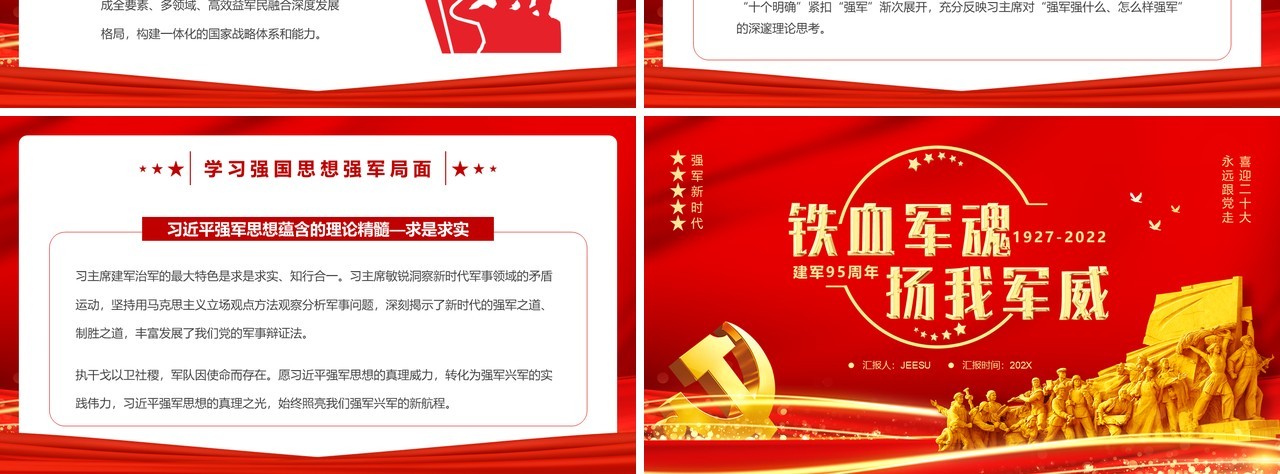 红色党政风铁血铸军魂扬我军威PPT模板