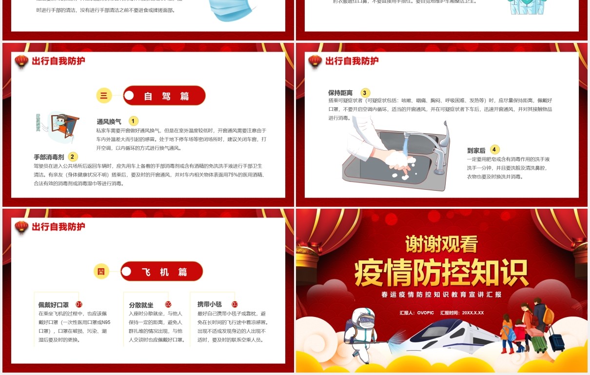 2021春运疫情防控知识通用PPT模板