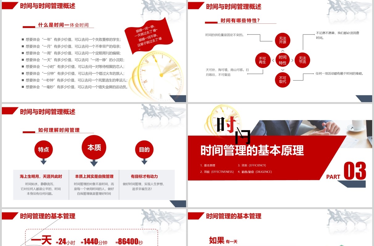 红色简约企业员工培训时间管理技能PPT模板