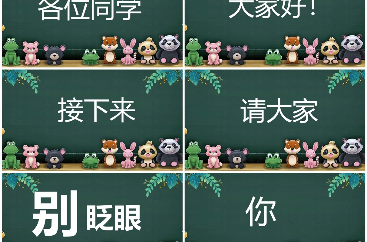 绿色卡通黑板风开学第一课快闪PPT模板