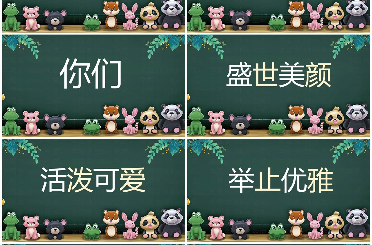 绿色卡通黑板风开学第一课快闪PPT模板