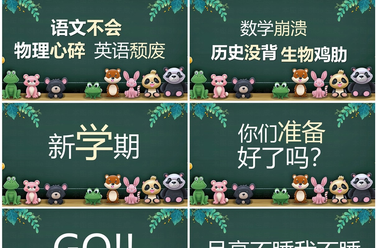 绿色卡通黑板风开学第一课快闪PPT模板